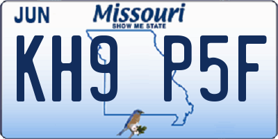MO license plate KH9P5F