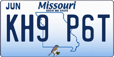 MO license plate KH9P6T