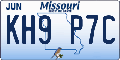 MO license plate KH9P7C