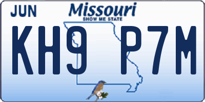 MO license plate KH9P7M