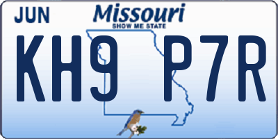 MO license plate KH9P7R