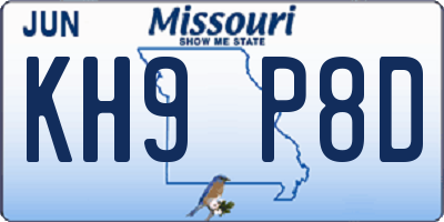 MO license plate KH9P8D