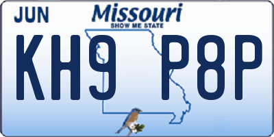 MO license plate KH9P8P