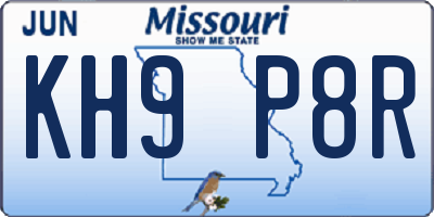 MO license plate KH9P8R