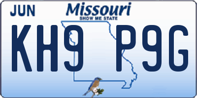MO license plate KH9P9G