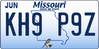 MO license plate KH9P9Z