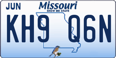MO license plate KH9Q6N