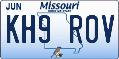 MO license plate KH9R0V
