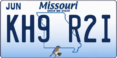 MO license plate KH9R2I
