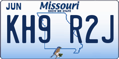MO license plate KH9R2J