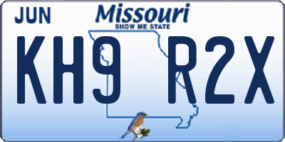 MO license plate KH9R2X