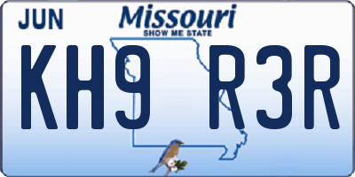 MO license plate KH9R3R