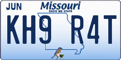 MO license plate KH9R4T