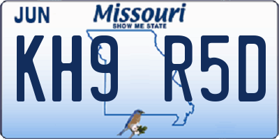 MO license plate KH9R5D