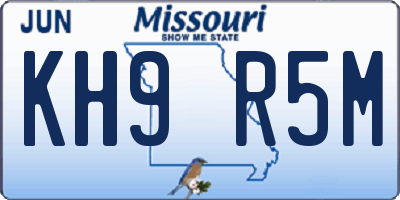 MO license plate KH9R5M