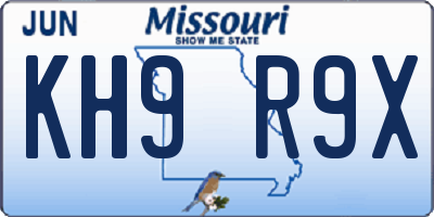 MO license plate KH9R9X