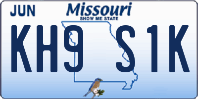 MO license plate KH9S1K