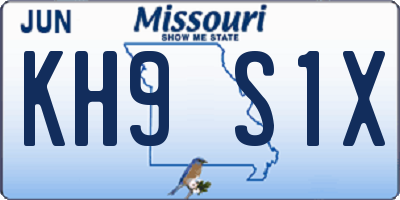 MO license plate KH9S1X