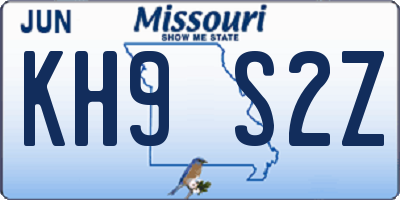 MO license plate KH9S2Z
