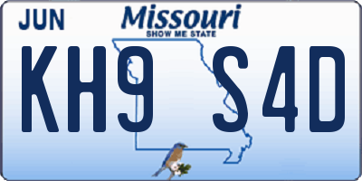 MO license plate KH9S4D