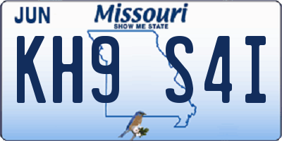 MO license plate KH9S4I
