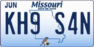 MO license plate KH9S4N