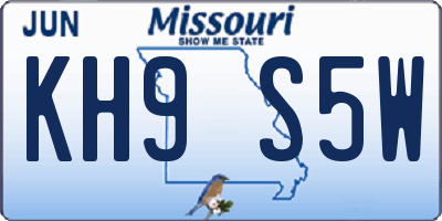 MO license plate KH9S5W