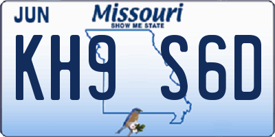 MO license plate KH9S6D