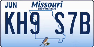 MO license plate KH9S7B