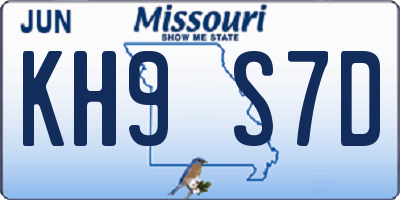 MO license plate KH9S7D