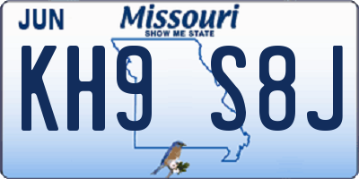 MO license plate KH9S8J