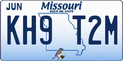 MO license plate KH9T2M