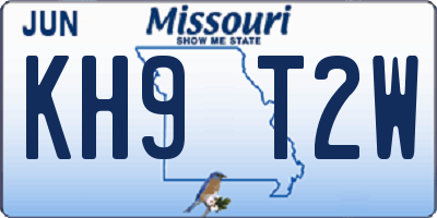 MO license plate KH9T2W