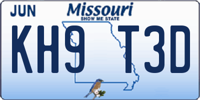 MO license plate KH9T3D
