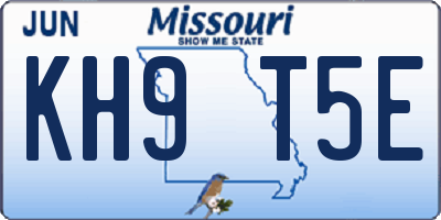 MO license plate KH9T5E