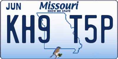 MO license plate KH9T5P