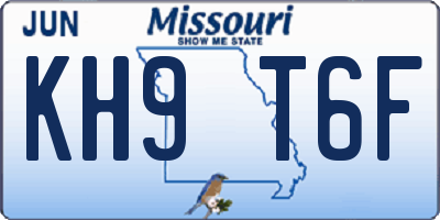 MO license plate KH9T6F
