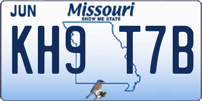 MO license plate KH9T7B
