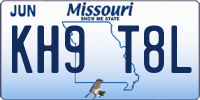 MO license plate KH9T8L