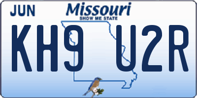 MO license plate KH9U2R
