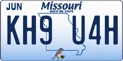 MO license plate KH9U4H