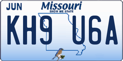 MO license plate KH9U6A