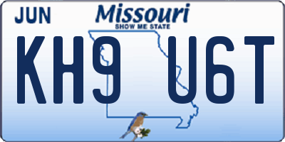 MO license plate KH9U6T