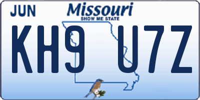 MO license plate KH9U7Z
