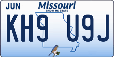 MO license plate KH9U9J