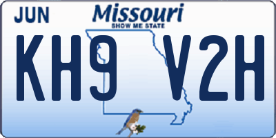 MO license plate KH9V2H