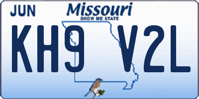 MO license plate KH9V2L