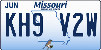 MO license plate KH9V2W