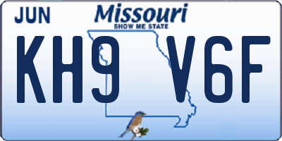 MO license plate KH9V6F