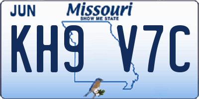 MO license plate KH9V7C